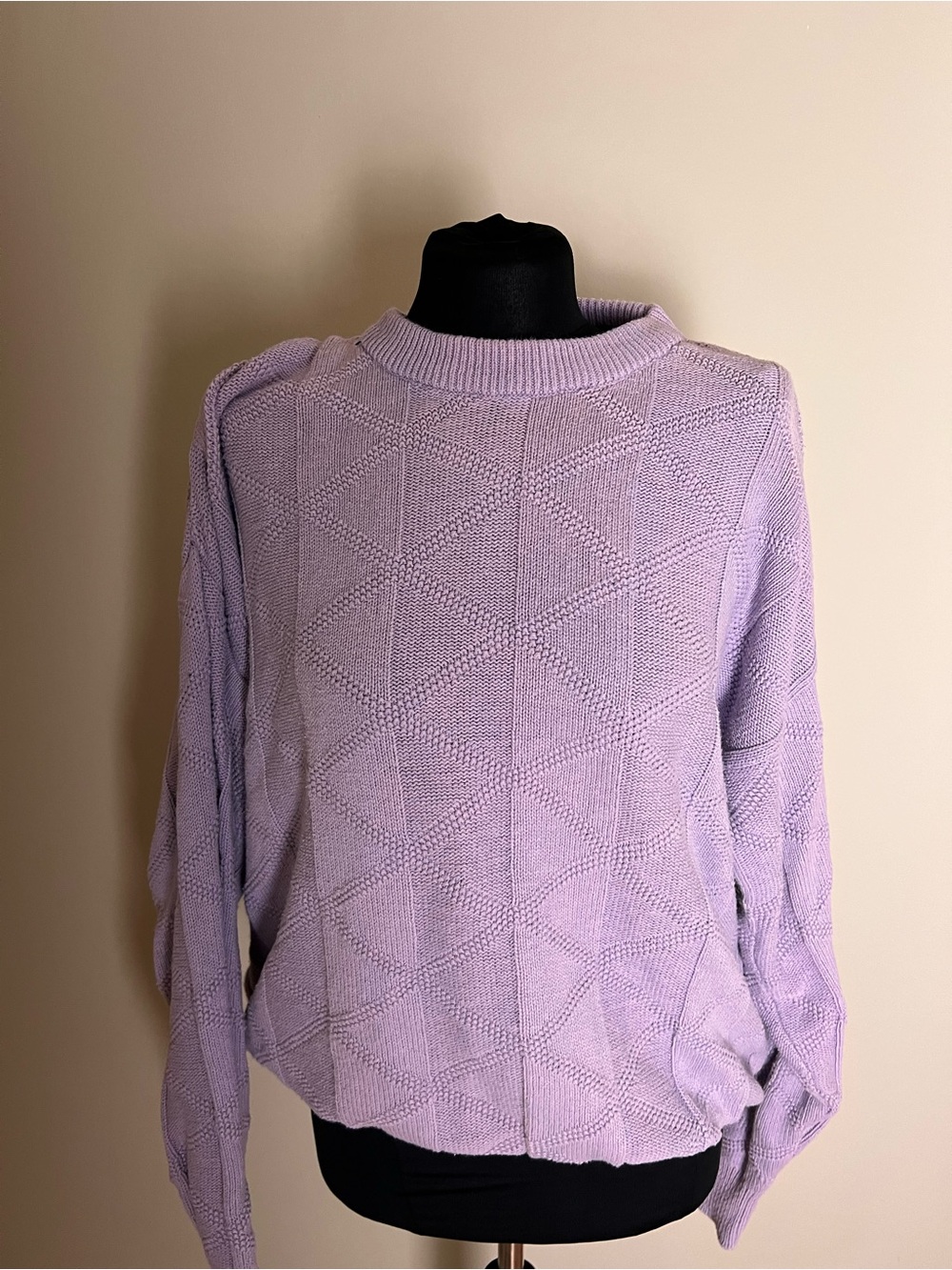 Vintage Lavender Textured Crewneck Sweater